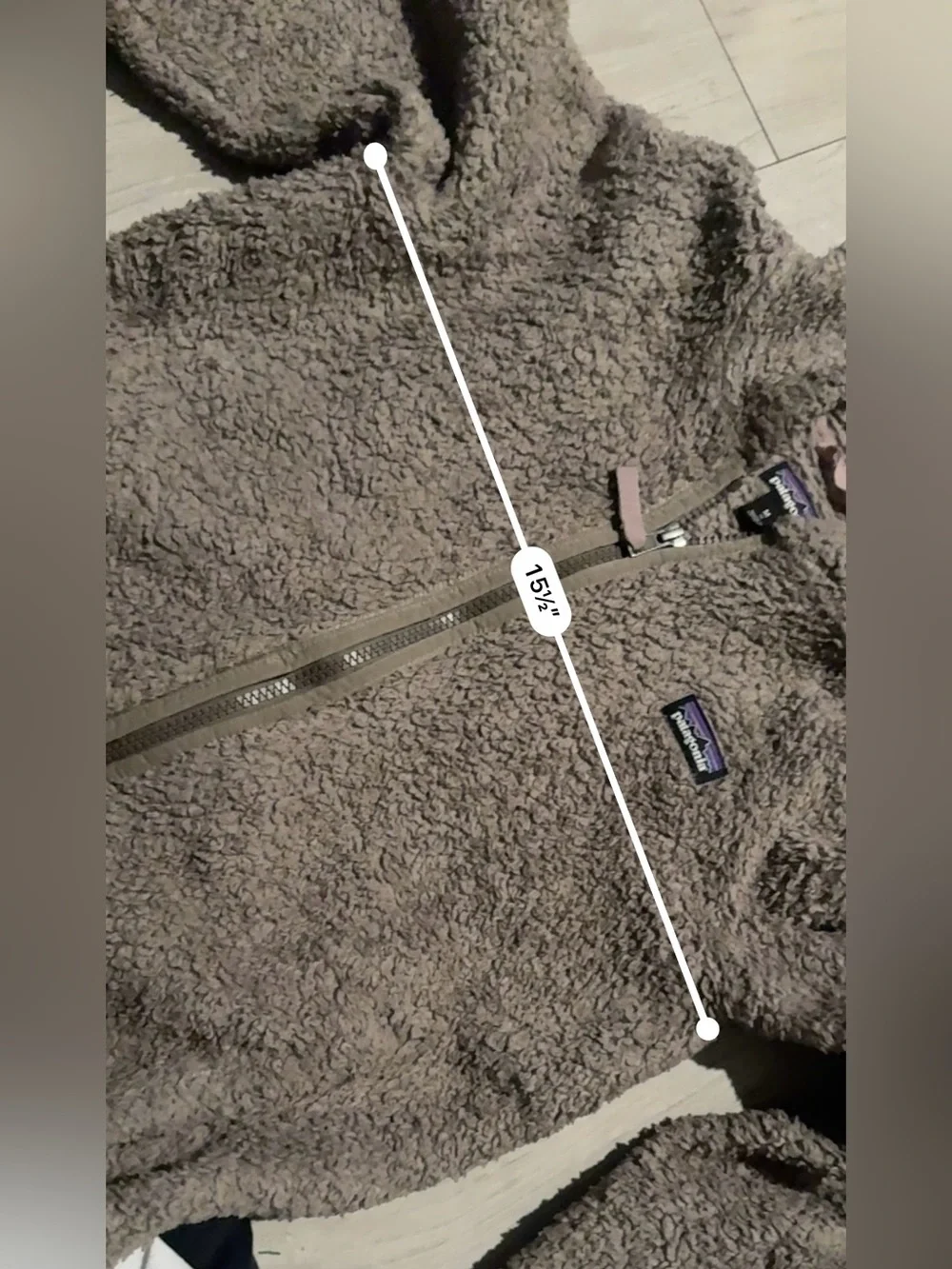 Patagonia Kids Taupe Shaggy Fleece Jacket with Hood